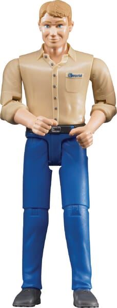 Zabawka figurka mężczyzna w niebieskich spodniach