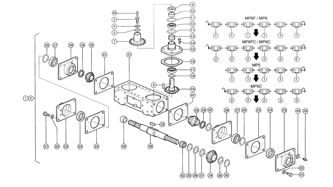 Przekładnia zrywaczy / rotorów