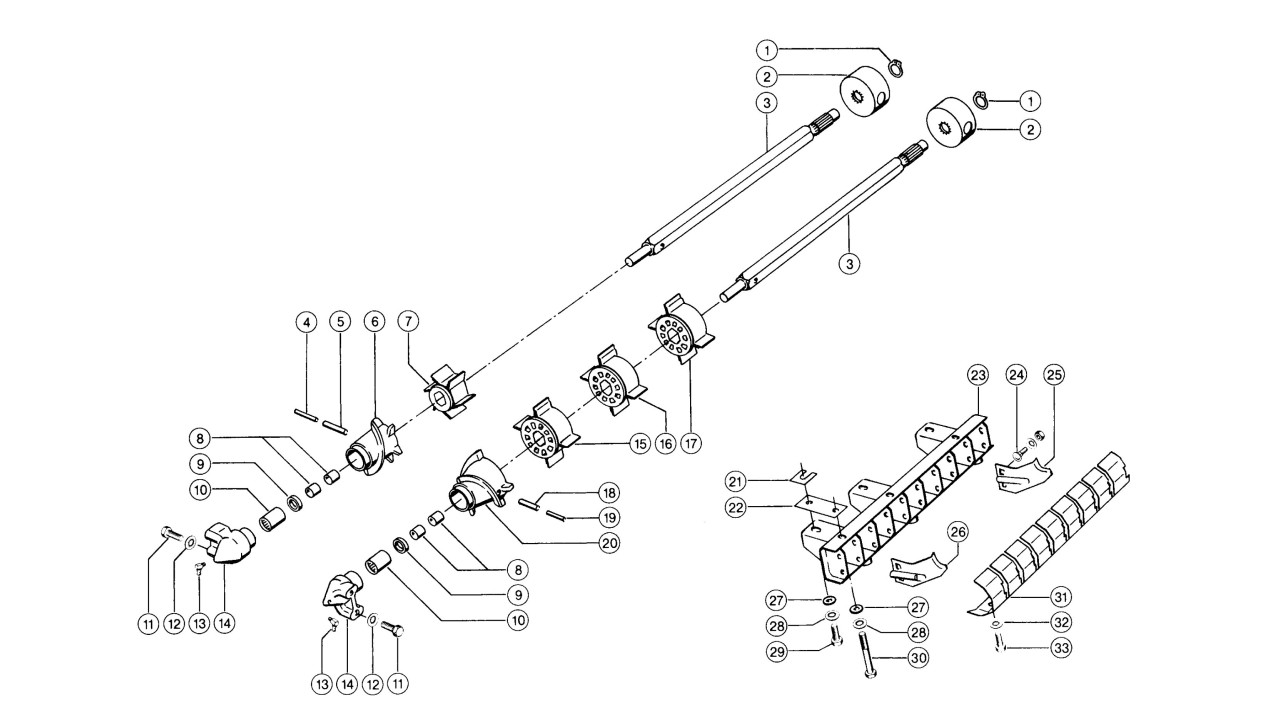 Walce zryczacza / rotory - dźwigar noży