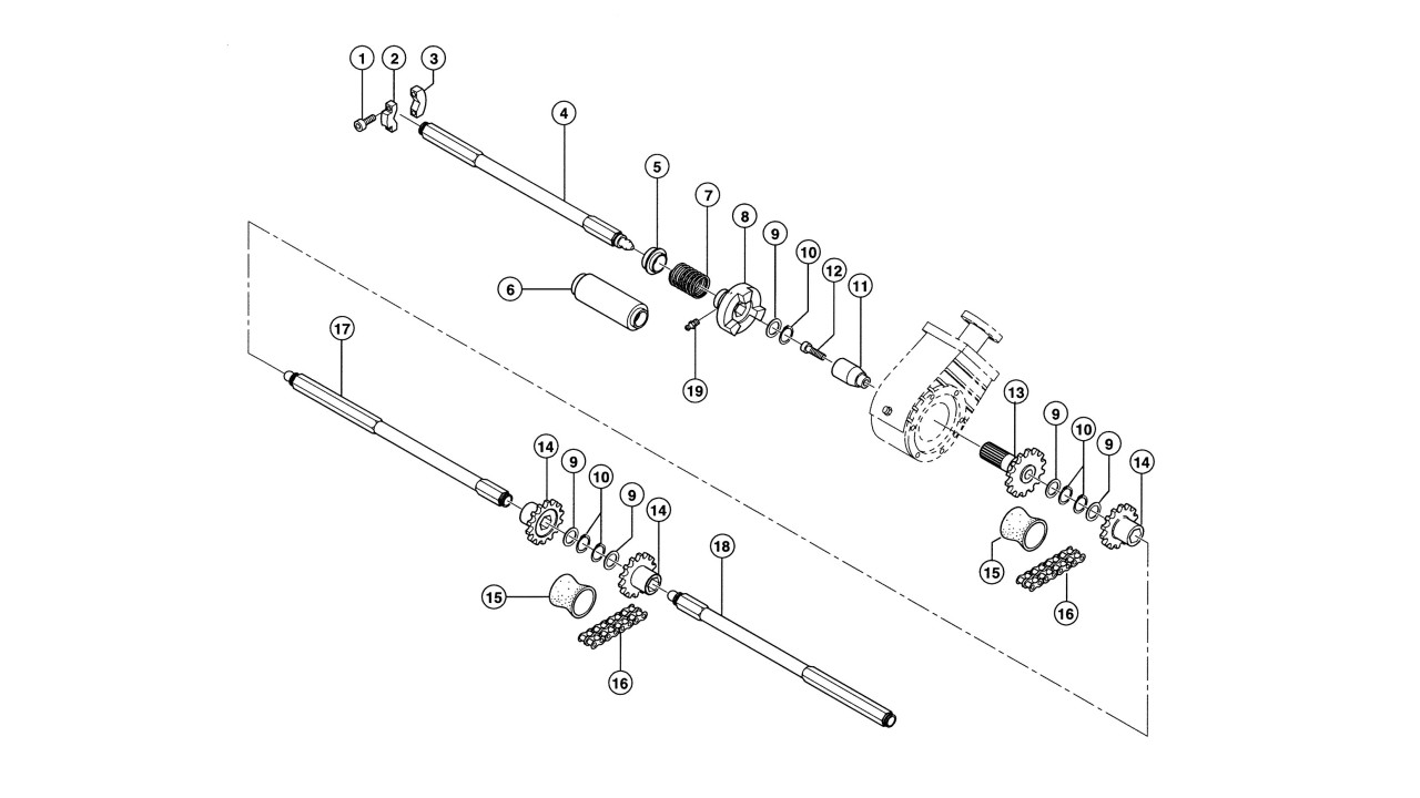 Napęd zrywaczy / rotorów prawy