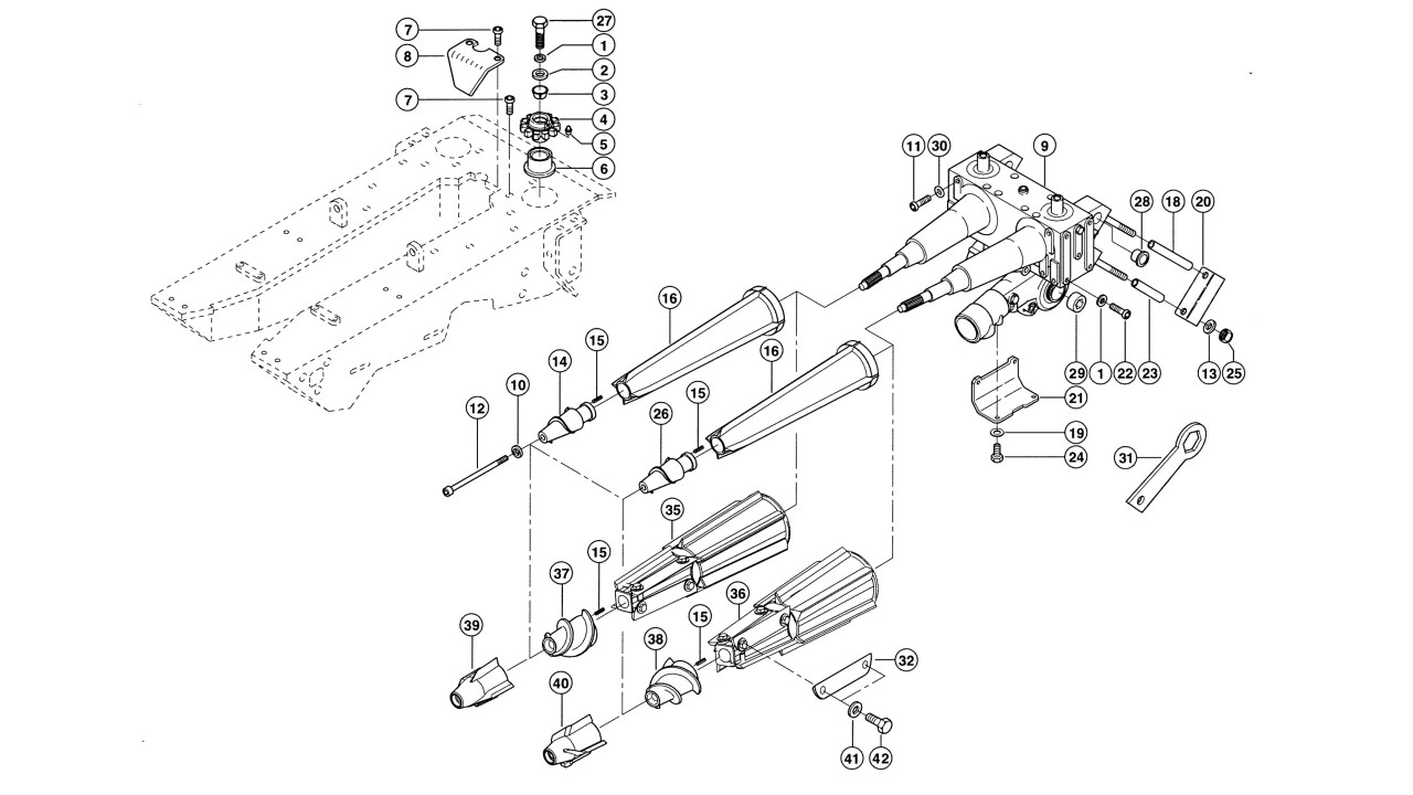 Przekładnia ze zrywaczami / rotorami