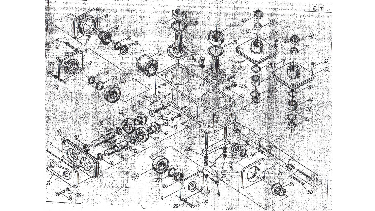 Przekładnia zrywaczy / rotorów prawa